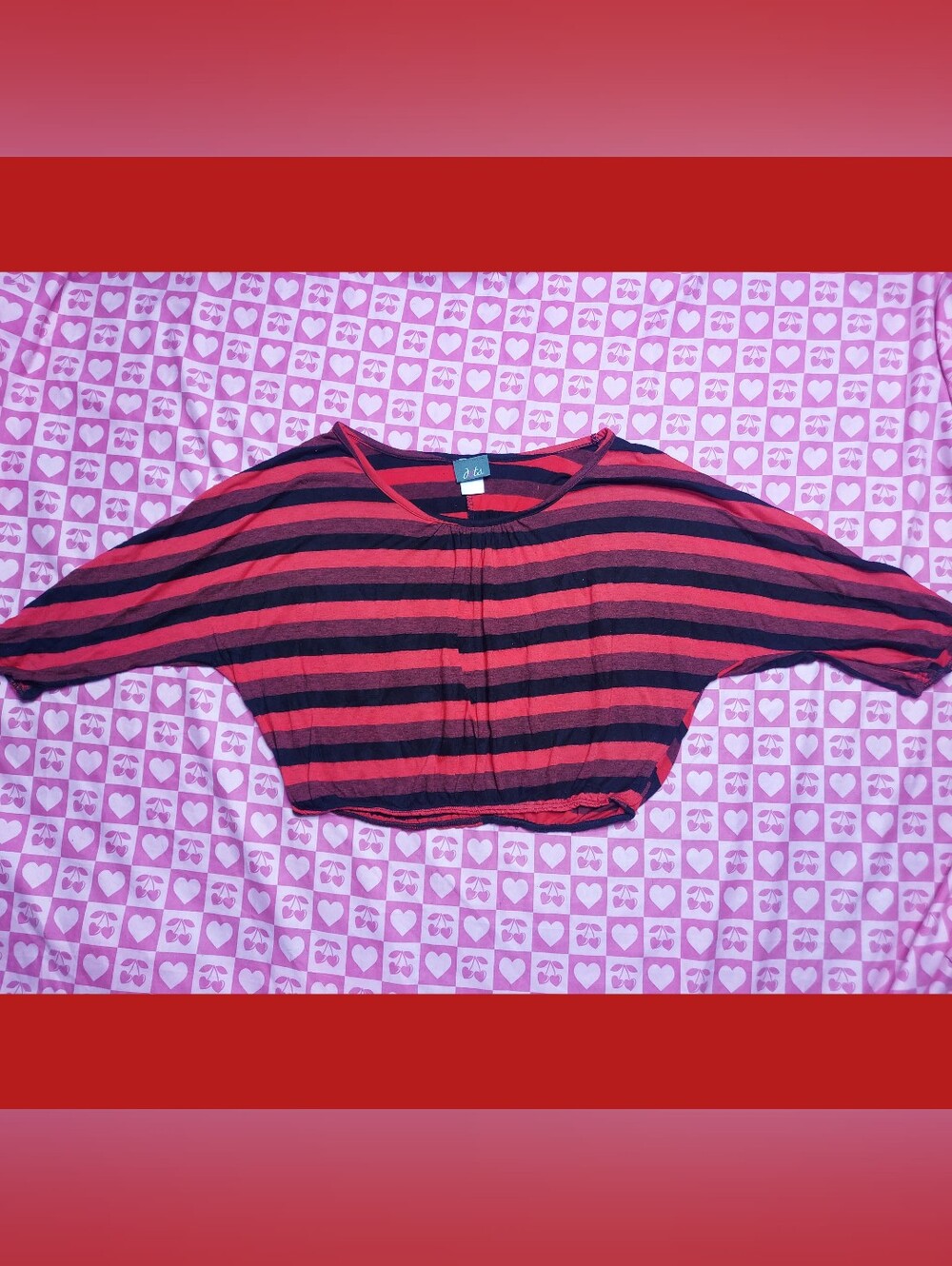 Red & black striped crop top